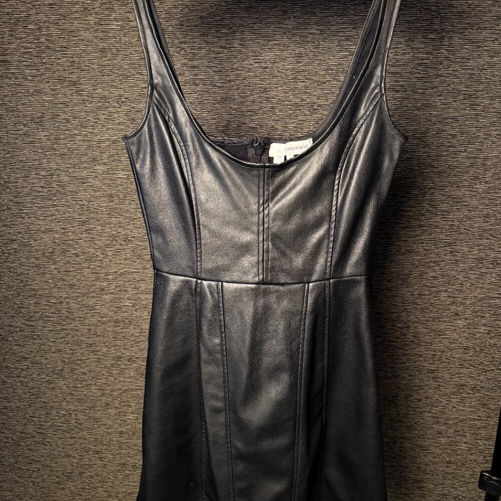 Faux Leather Sleeveless Fit & Flare Mini Dress